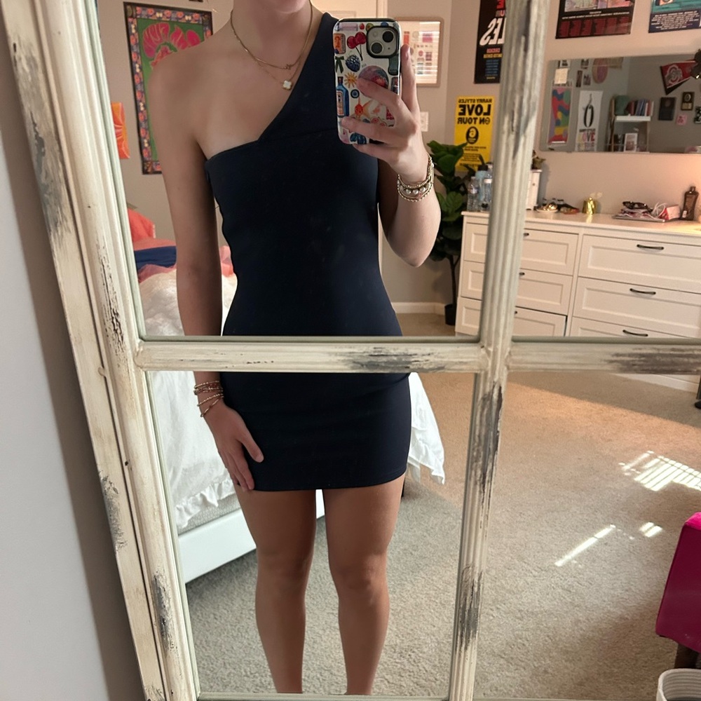Superdown Navy Blue One Shoulder Bodycon Dress